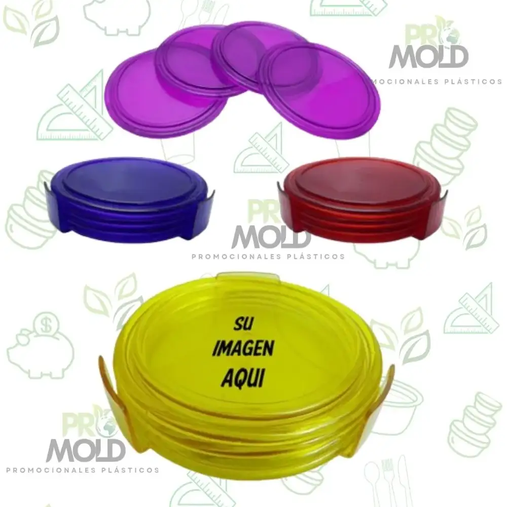 Set de Porta Vasos x 4 en PVC y Cristal